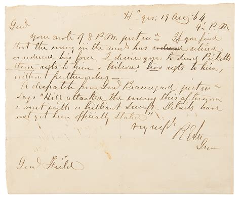 Robert E Lee Letter Written During The Siege Of Petersburg Addresses