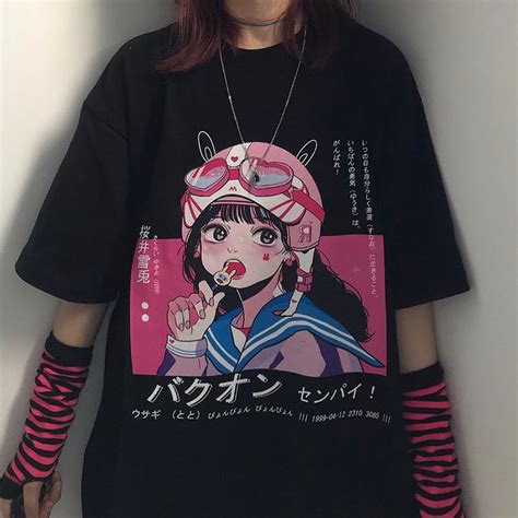 Anime Girl Oversized T Shirt Harajuku Streetwear Tee Unisex Y2k Egirl