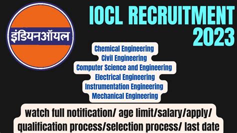 Iocl Recruitment 2023 New Vacancy For Engineer Full Notification