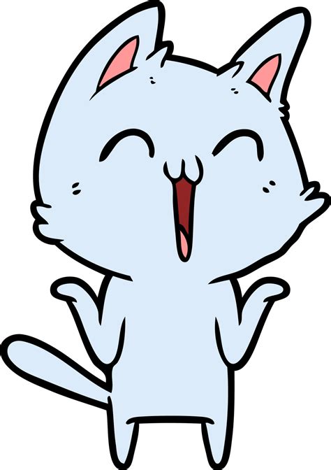 Gato Feliz De Dibujos Animados Vector En Vecteezy