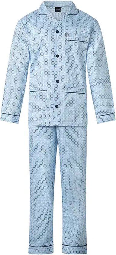 Gentlemen Katoenen Heren Pyjama Met Knoopsluiting Blauw 62 Bol