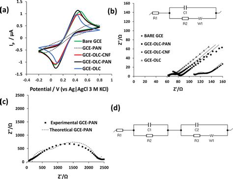 Comparison Of The A Cyclic Voltammograms And B Nyquist Plots Of The GCE