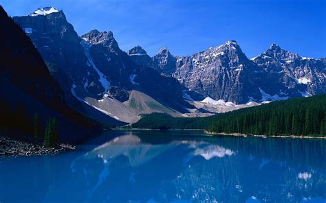 Lake Reflections Blue Natural Skies Alpine Slides Beaches Gravel