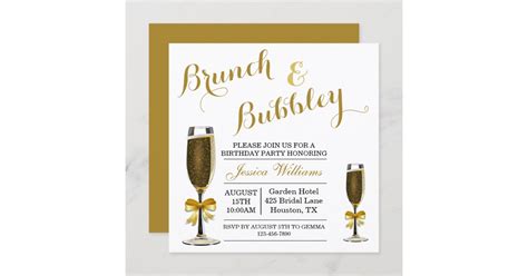 Bubbly And Brunch Birthday Party Invitation Zazzle