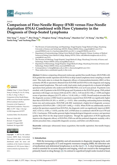 Pdf Comparison Of Fine Needle Biopsy Fnb Versus Fine Needle Aspiration Fna Combined With