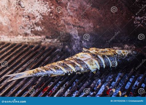 A whole fish on the grill stock photo. Image of dish - 241924256