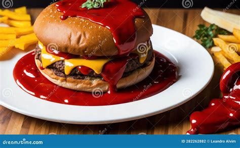 Saucy Delight Celebrating National Double Cheeseburger Day With Ketchup