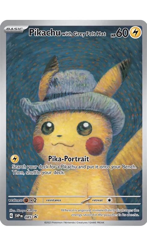 Mavin Pikachu With Grey Felt Hat 085 Promo Card Pokemon X Van Gogh