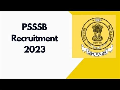 Punjab Subordinate Services Selection Board Psssb Steno Recruitment