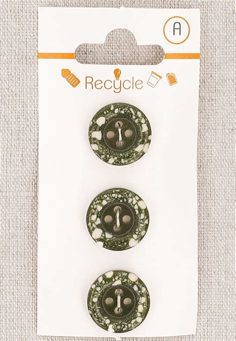 Carte de 3 boutons kaki 15 mm 4 trous Bord roulotté terrazzo Rascol