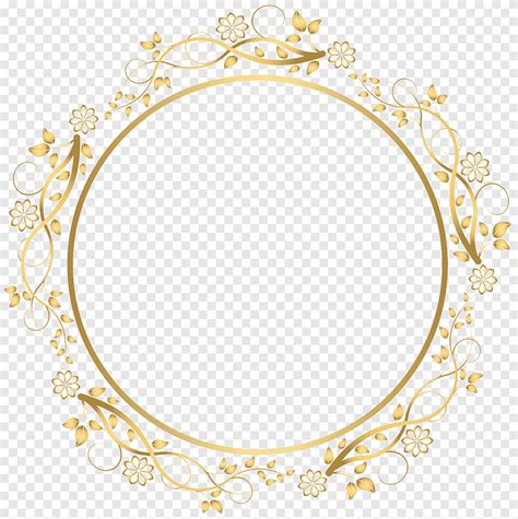 Frame Gold Round Floral Border Round Beige Floral Frame Illustration