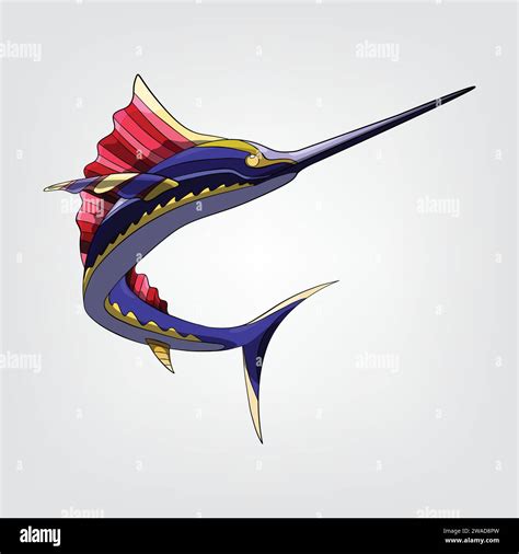 Vector Illustration Of Isolated Cartoon Swordfish Stock Vector Image