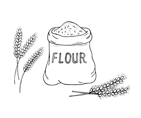 Premium Vector Handdrawn Sack Of Flour With Wheat Ears A Bag Of Flour