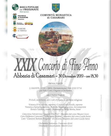 VEROLI Concerto Di Fine Anno A Casamari Con Il Concentus Musicus