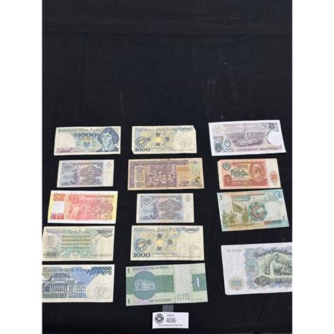 Collection Of Bank Notes From Various Countries