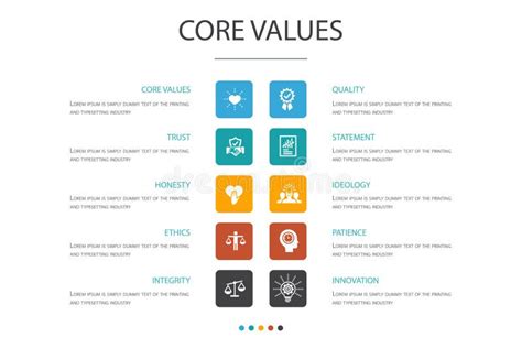 Infographic For Core Values Visualization Template With Colorful Pie