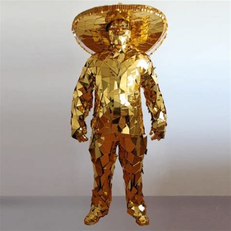 Gold Mirror Man Suit Amigo Street Artist Festival Clothing Etereshop