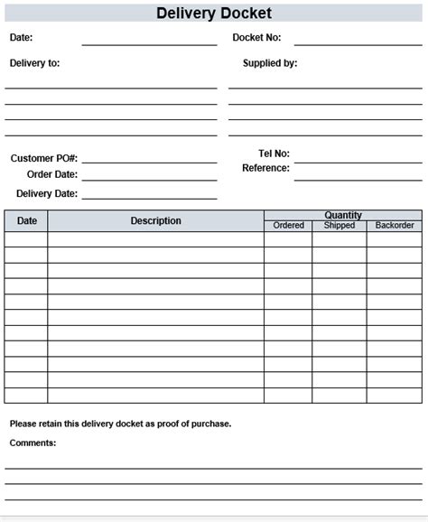 Proof Of Delivery Template Excel Free PRINTABLE TEMPLATES