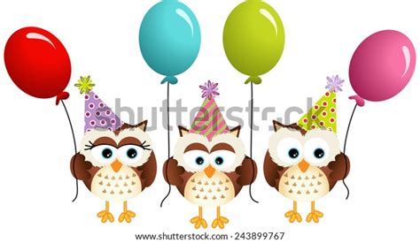 Birthday Owls Balloons Stock Vector Royalty Free 243899767