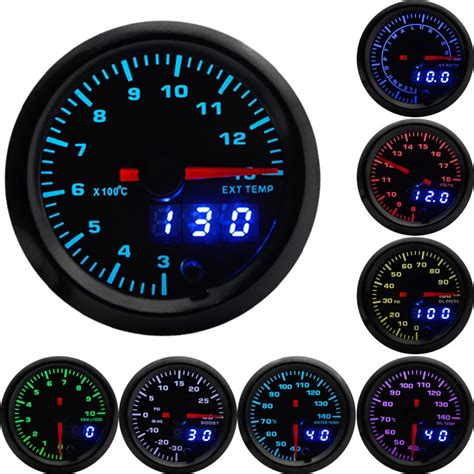 Mm Led Digital Car Boost Water Oil Temp Pressure Tachometer Volt