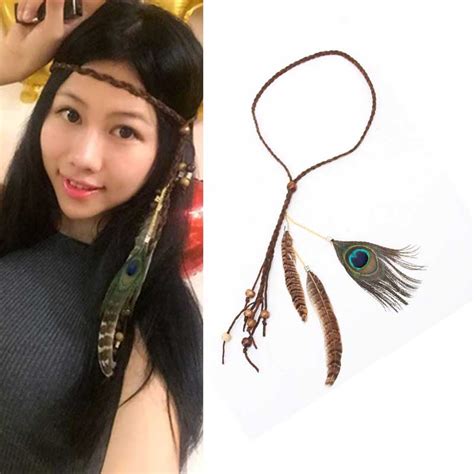 Jual Hiasan Rambut Bulu Indian Hiasan Kepala Bohemian Headband Shopee