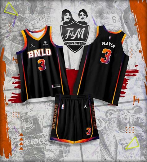 Black Phoenix Suns Basketball Jersey Concept with Number 3