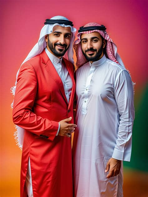 Celebrating Friendship: Middle Eastern Men in Festive Attire | Pincel