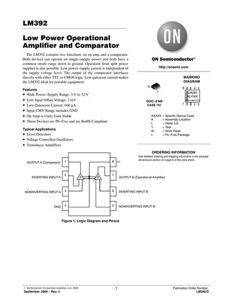 LM392 Low Power Operational Amplifier And Comparator