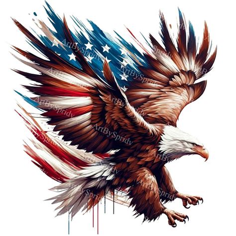 USA Patriotic American Bald Eagle With Flag On Wings PNG Clipart