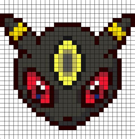 Umbreon Head Kandi Pattern Pokemon Cross Stitch Pokemon Perler Beads