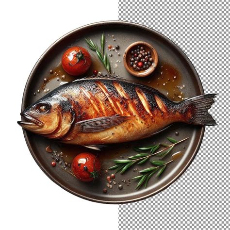 Elegant Grilled Fish Served On A Dish PNG Premium AI Generated PSD