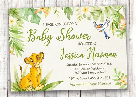 Lion King Baby Shower Invitations Templates