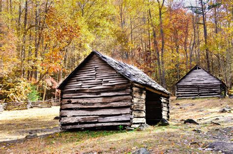 Historic log cabins in Smoky mountain national park — Stock Photo ...