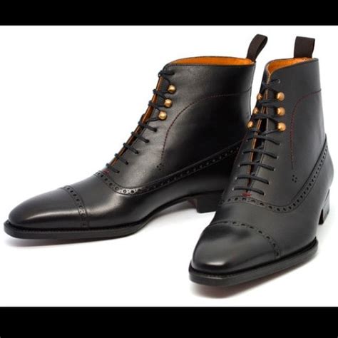 New Handmade Ankle High Black Color Leather Cap Toe Lace Up Casual