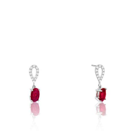 Boucles Doreilles Rubis Diamants Or Blanc Aurora Ocarat