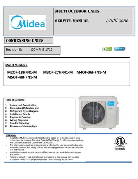 Midea Advantage Series Service Manual Pdf Download Manualslib