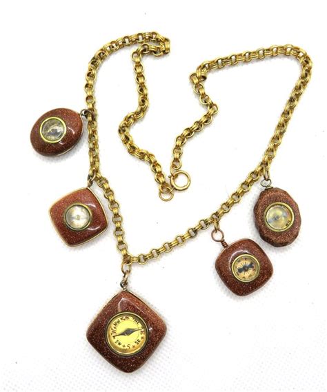 A Collection Of Victorian Compass Fobs In Gold Stone  Gem