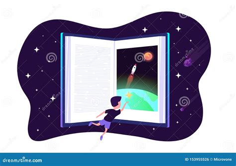 Dream With Book Vector Child Dreams Concept Stock Vector