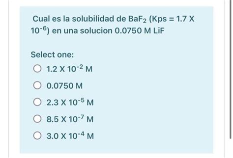 Solved 1 Which Of The Following Salts Has The Highest Molar Chegg