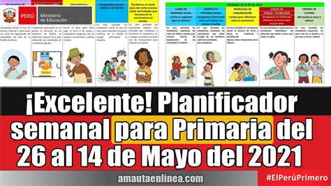 Excelente Planificador Semanal De Primaria Del Al De Mayo