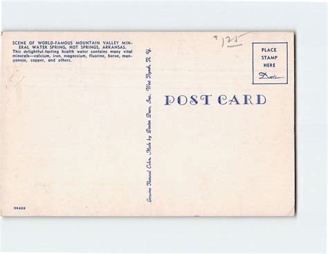 Postcard World Famous Mountain Valley Mineral Water Springs Hot Springs AR United States