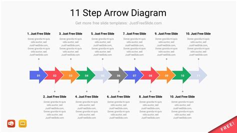 Arrow Diagram For Powerpoint 4 5 6 7 8 9 10 11 Steps Just Free Slide