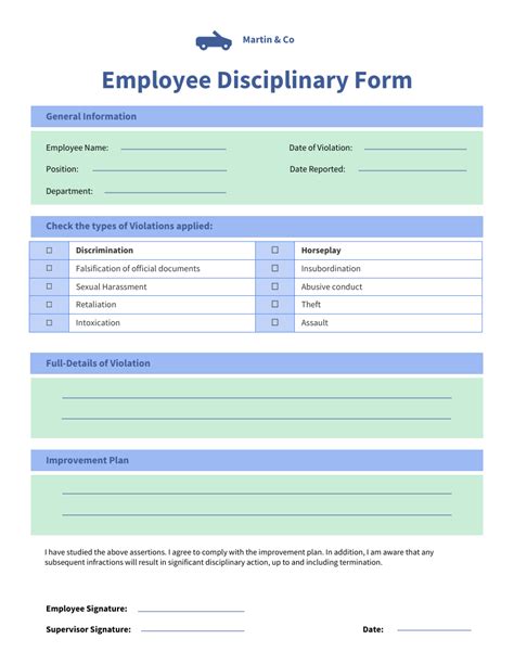 Employee Disciplinary Action Template Prntbl Concejomunicipaldechinu