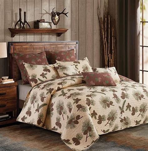 Virah Bella 3 Piece King Cabin Quilt Bedding Set Forest Pines