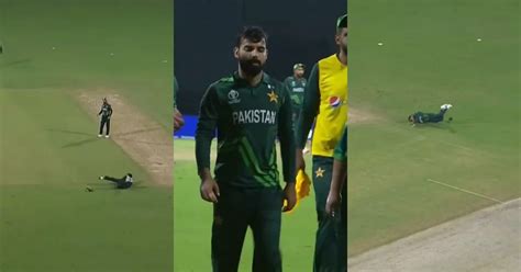 ICC Cricket World Cup 2023 Shadab Khan Suffers Head Injury Walks Out