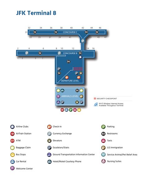 John F Kennedy International Airport Terminal 8 Map (Most Up-To-Date