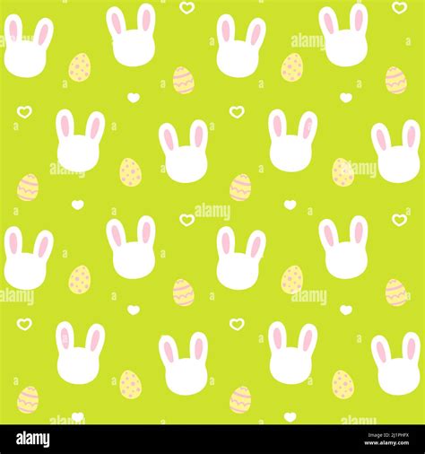 Cute Cartoon Easter Bunny Pattern Easter Eggs And White Rabbit Head On