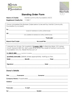 Fillable Online Standing Order Form Bnorfolkfoundationbbcomb Fax