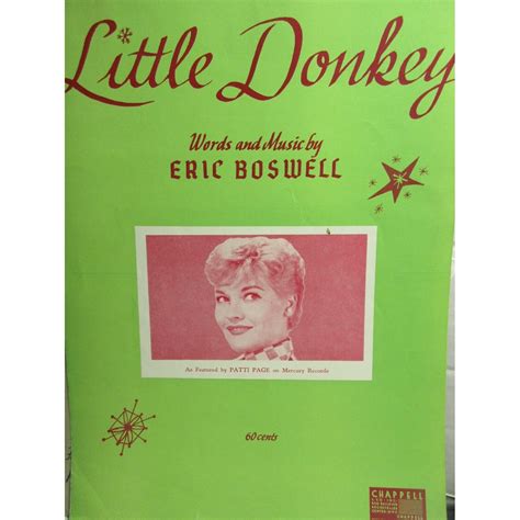 1959 Little Donkey by Patti Page Sheet Music Key of C Chappell Music Co ...