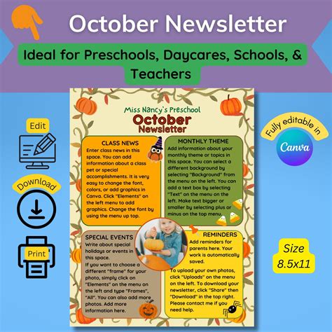 Classroom Newsletter Template Monthly Newsletter Teacher Newsletter